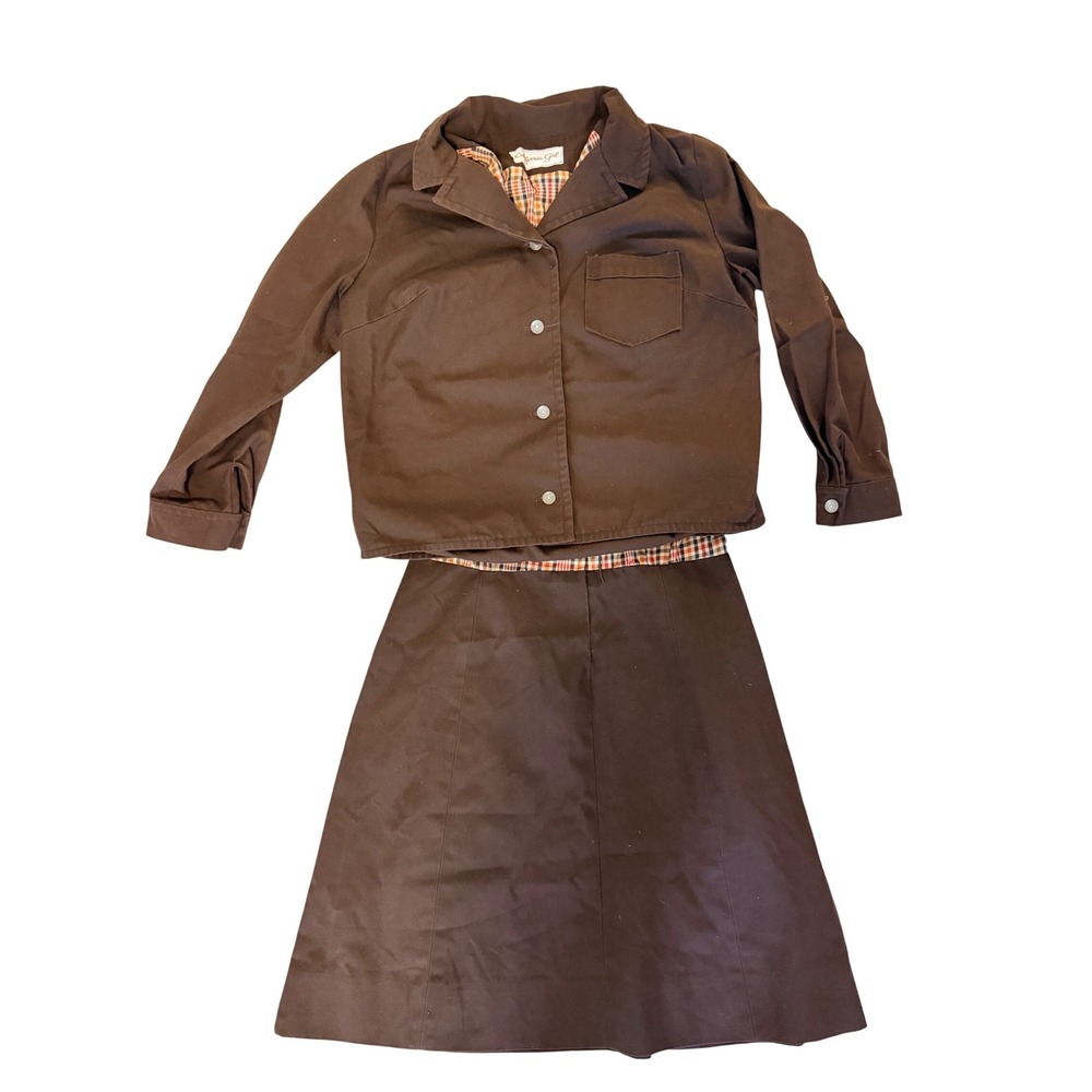 California Girl‎ Vintage Brown Plaid Dress Suit Set Jacket 2pc Mod 70s Workwear
